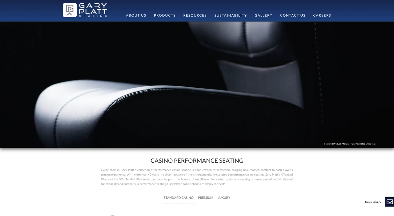 Gary Platt Manufacturing premium casino seating